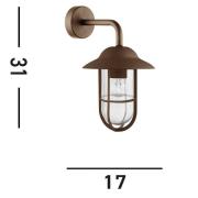 Buitenwandlamp Toronto, roestbruin, IP44, staal, glas, E27