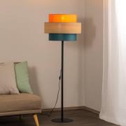 Trio vloerlamp, jute kap, oranje/natuurbruin/petrol