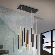 LED hanglamp Varas dimbaar, 11-lamps, goud/zwart, metaal