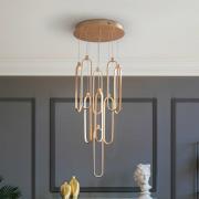 LED hanglamp Colette, 9-lamps, rond, roségoud