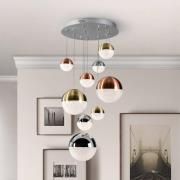 LED hanglamp Sphere, 9-lamps, dimbaar, Ø 50 cm, meerkleurig