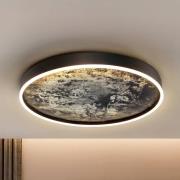 LED plafondlamp Stone Ø 60 cm, CCT, zwart, metaal, acryl