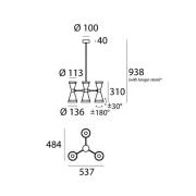 Stilnovo hanglamp Megafono, ivoorkleurig, 54 cm, 6-lamps