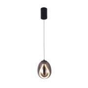 LED hanglamp Melanie, Ø 16 cm, rookgrijs/zwart, glas