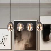 LED hanglamp Melanie, lengte 85 cm, rookgrijs, glas 4-lamps.