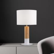 Tafellamp Carroll, hout licht/wit, hoogte 43 cm, stof
