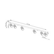 Plafondspot carbon, wit, lengte 117 cm, aluminium, 6-lamps.