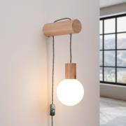 Wandlamp Nimbi, lichtgekleurd hout, hoogte 67 cm, hout/glas