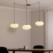 Hanglamp Origo, opaal/zwart, decentraal, glas, 3-lamps.