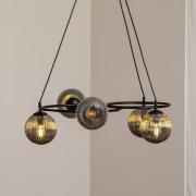 Libra woonkamerlamp, rookgrijs/zwart, Ø 70 cm, 5-lamps.