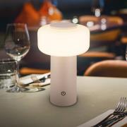 LED tafellamp op accu Juna, beige, IP44, dimbaar, 20 cm