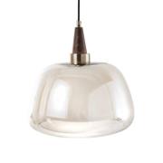 Hanglamp Ermo, kleur antiek messing, Ø 30 cm, glas/metaal