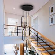 LED hanglamp Colette, 14-lichts, zwart/roségoud, rond