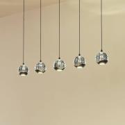 Lucande LED hanglamp Hayley, zwart, 5-lamps, langwerpig