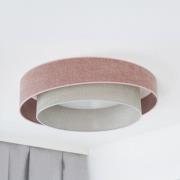 LED plafondlamp Luneta S, chenille, roze/grijs, 3 dimbaar