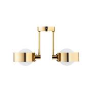 Plafondlamp Mado, staal messingkleurig, glas opaal, 2-lamps.