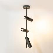 Plafondspot Leda 3, olijfgroen, 3-lamps, staal, hoogte 76 cm