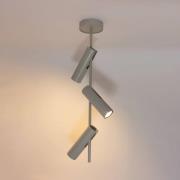 Plafondspot Leda 3, taupe, 3-lamps, staal, GU10, hoogte 76 cm
