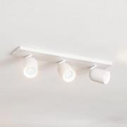 Arcchio spot Brinja, wit, hoekig, Ø 7 cm, 3-lamps, GU10