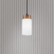 Markus hanglamp, opaalglas/eikenhout, Ø 9,5 cm, E27