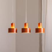 Hanglamp Rif 3, baksteenrood, 3-lamps, lineair, staal
