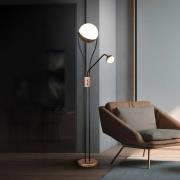 LED vloerlamp Chris, koffie, metaal, leeslamp, dimmer