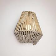 LED wandlamp op accu Lira, bruin, papiergaren, touch, H 19 cm