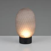 LED tafellamp op accu Facette, rookgrijs, USB, glas