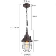 Hanglamp Ebbe, bruin, metaal, glas, E27