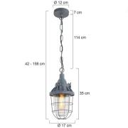 Hanglamp Ebbe, grijs, metaal, glas, E27