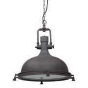 Hanglamp Eliga, bruin, metaal, glazen diffuser, E27