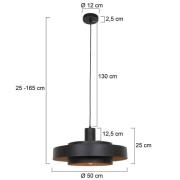 Hanglamp Flinter, zwart, metaal, Ø 50 cm, E27
