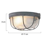 Plafondlamp Lisanne, grijs, Ø 17 cm, metaal, glas, E27