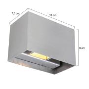 LED wandlamp Muro 3365, staalgrijs, hoekig, G9, 2.700 K