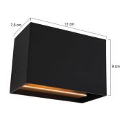 LED wandlamp Muro 3365, zwart, hoekig, G9, 2.700 K