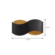 Lindby wandlamp Dailin, zwart/goud, 30 cm, metaal