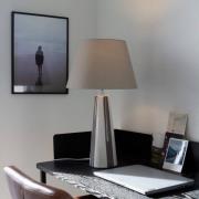 PR Home Tafellamp Leya, bruin/wit, hoogte 54 cm Metaal/stof