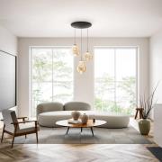 LED hanglamp Deva, 3-lamps, Ø 50 cm, amber, CCT, dimbaar