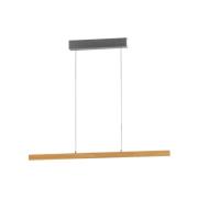 LED hanglamp Shine-Wood, lengte 105 cm, eiken/nikkelkleurig