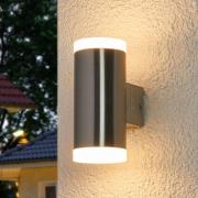 2-lamps LED buiten wandlamp Eliano, roestvrij staal