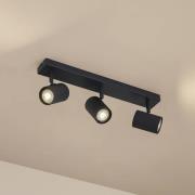 Lindby wandlamp Kardis, donkergrijs, 3-lamps, metaal, GU10