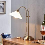 Lindby Otis tafellamp, antiek messing, glas, 60 cm, E14