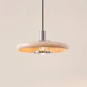 Lindby hanglamp Branford, retro, Ø 35 cm, beige, metaal