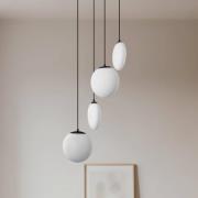 Lucande hanglamp Lunelle, wit/zwart, glas, 4-lamps, Ø 40cm