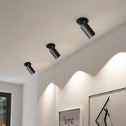 Arcchio inbouwspot Davin, zwart, cilinder, set van 3