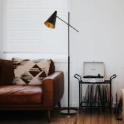 Vloerlamp Nelu, zwart, hoogte 185 cm, metaal, verstelbaar