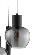 Hanglamp Ligari, zwart/rookgrijs, Ø 68 cm, metaal/glas