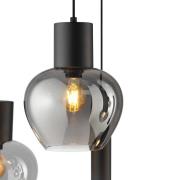 Hanglamp Ligari, zwart/rookgrijs, lengte 126 cm, glas