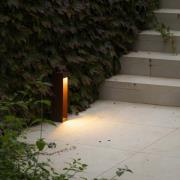 LED sokkellamp Cerler, bruin, 35 cm, metaal, IP65, CCT