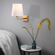 Wandlamp profiel, goud/wit, metaal/stof, hoogte 30 cm